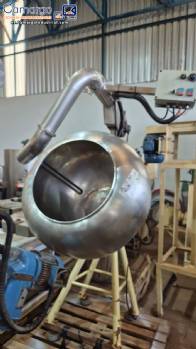 Recipiente para recubrimiento Biasinox de 250 litros en acero inoxidable con cuchillas internas y soplador de aire caliente.