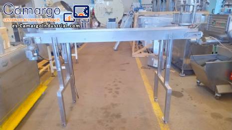 Cinta transportadora de 260 x 2000 mm, totalmente de acero inoxidable.