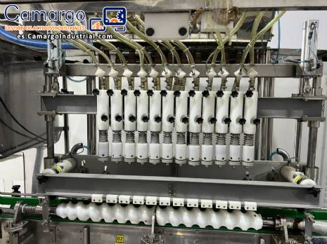 Llenadora gravim�trica y roscadora en sistema lineal de acero inoxidable Robopac IMSB